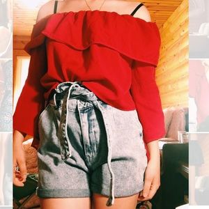 Red Off The Shoulder Top